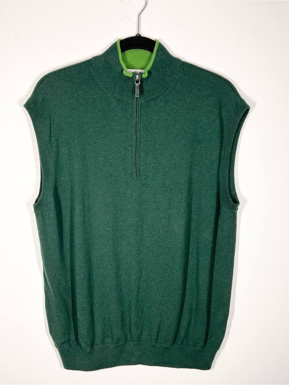 Alashan Cotton Cashmere Blend 1/4 Zip Sweater Vest Green Medium
